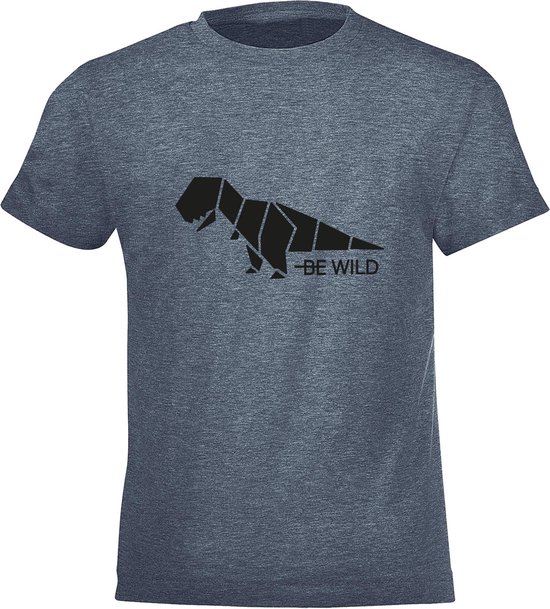 Be Friends T-Shirt - Be wild dino - Heren - Denim - Maat L