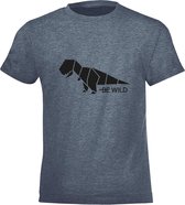 Be Friends T-Shirt - Be wild dino - Kinderen - Denim - Maat 2 jaar