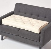 Lang zitkussen, crème, 100 x 48 cm, dikke sofa-kussen, gestoffeerd, zitkussen, bank met katoenen overtrek