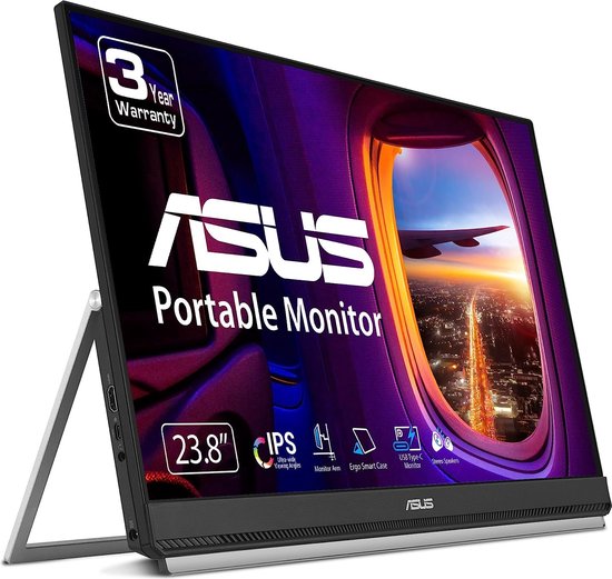 ASUS ZenScreen MB249C - Portable Monitor - USB-C 60W - 24 inch - 75hz - Met Stand