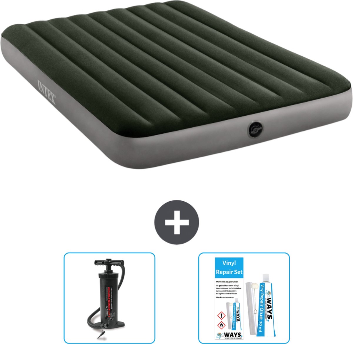 Intex Luchtbed - 2-Persoons - 152 x 203 x 25 cm - Groen - Inclusief Accessoires CB13