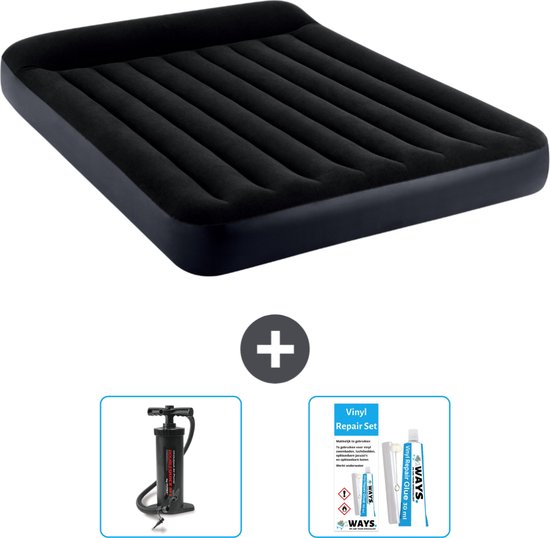 Intex Luchtbed - 2-Persoons - 152 x 203 x 25 cm - Donkerblauw - Inclusief Pomp en Reparatieset