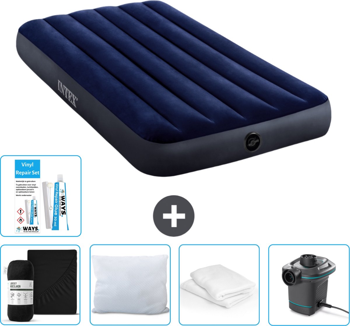Intex Luchtbed - 1-Persoons - 99 x 191 x 25 cm - Blauw - Inclusief Accessoires CB6