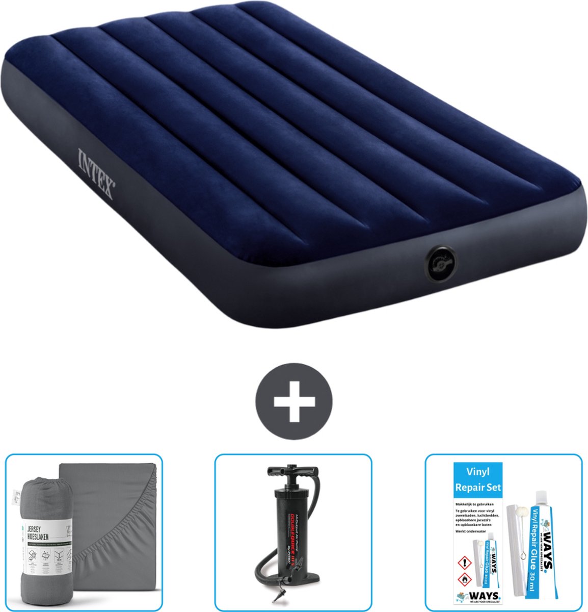 Intex Luchtbed - 1-Persoons - 99 x 191 x 25 cm - Blauw - Inclusief Accessoires CB11