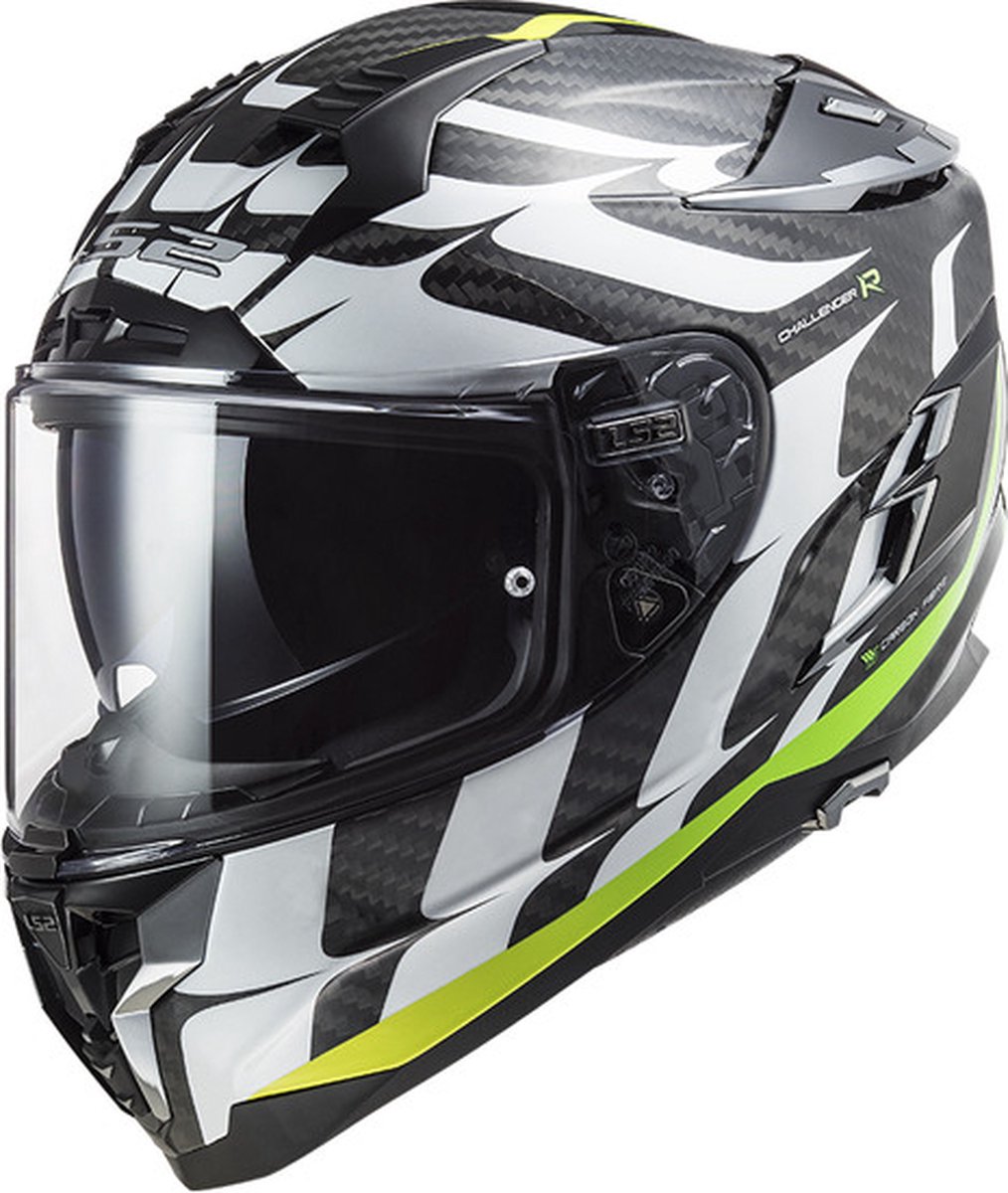 LS2 Helm Challenger CT2 Flames FF327 wit / geel maat M