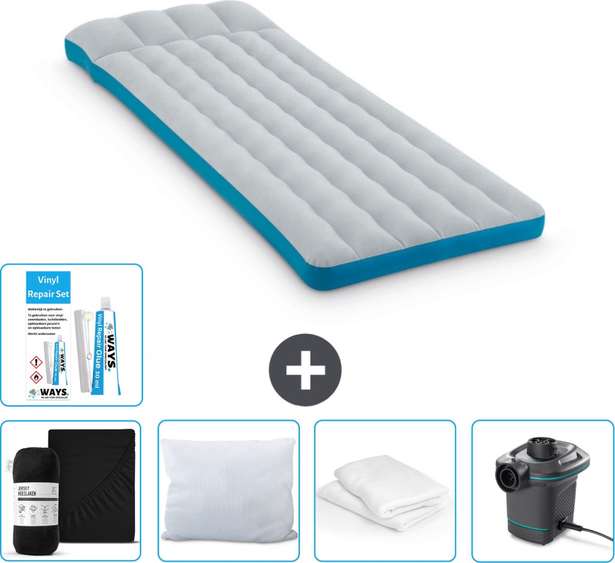 Intex Campingmat - Twijfelaar - 72 x 189 x 20 cm - Blauw - Inclusief Accessoires CB6