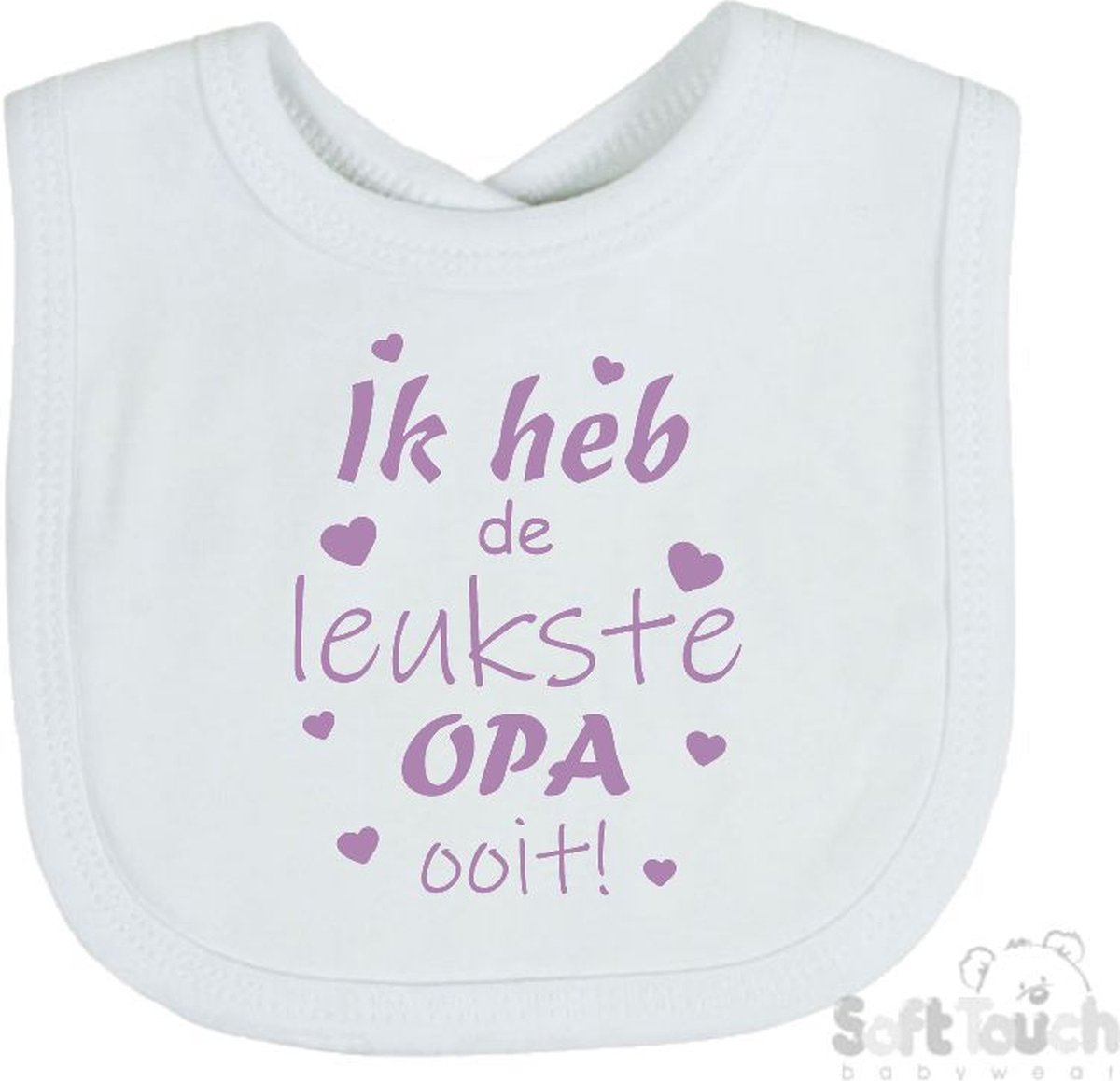 Goedkoopste Soft Touch Slabber Slabbetje Slab Ik heb de leukste OPA ooit! Vaderdag Unisex Katoen Wit/lila Maat 33x22 Cm