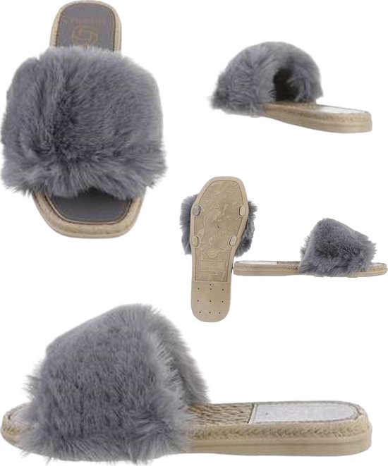 Givana Fluffy muiltjes - slippers grijs 39