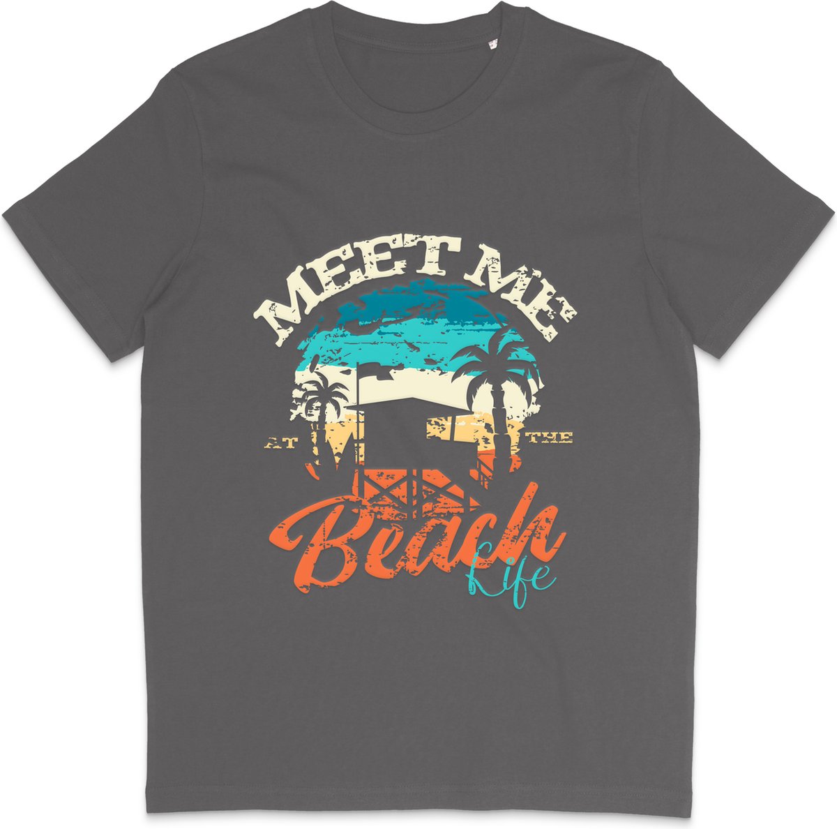 Dames Heren T Shirt - Beach Life - Zomer - Grijs - 3XL