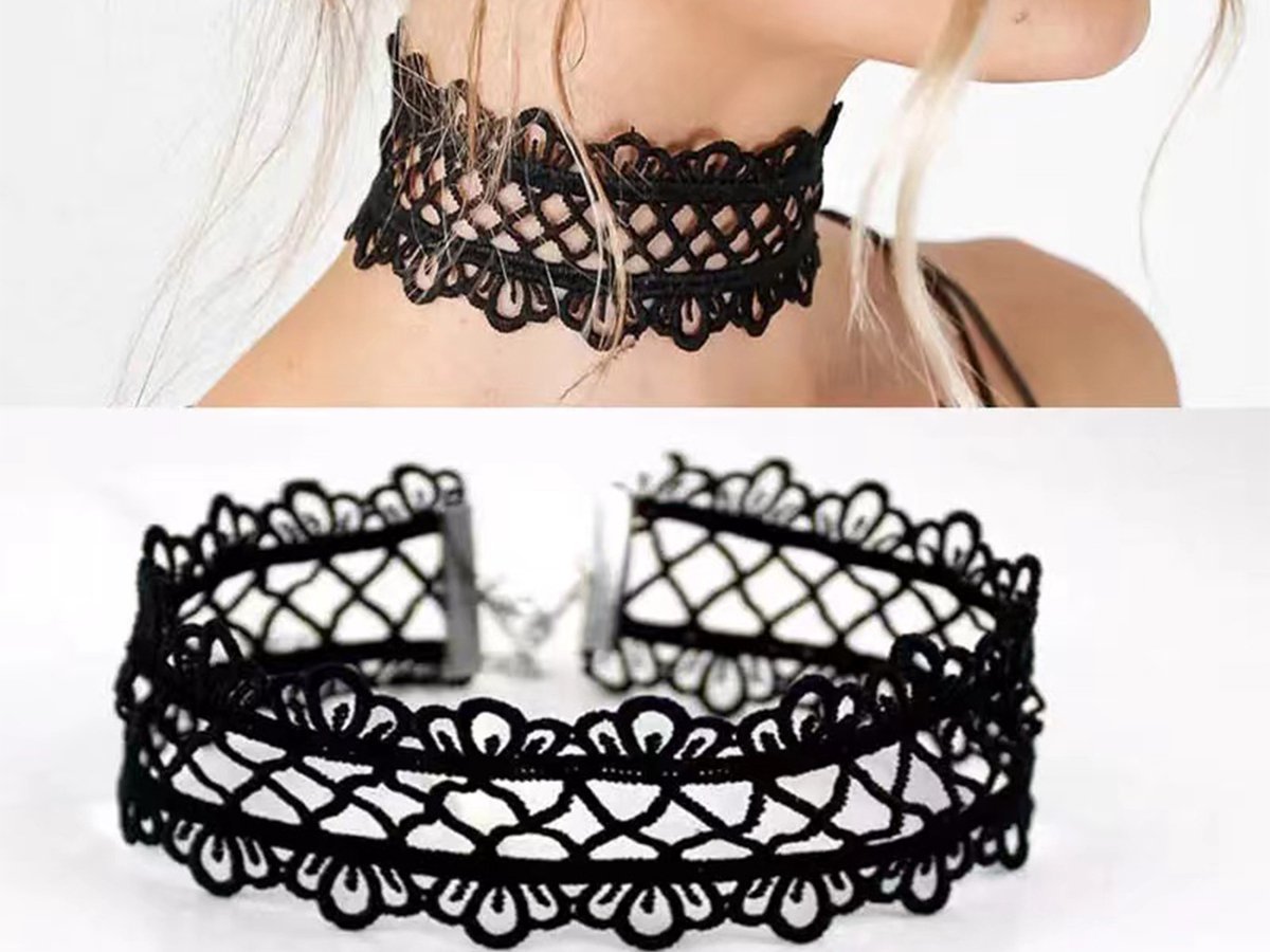 Goedkoopste Choker - Zwart - Kant / Lace - Collier - Ketting - 40 cm - one size fits most - verstelbaar - fashionable - sexy - musthave