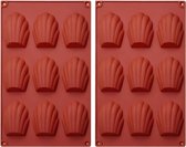 Madeleine siliconen bakvorm met 9 holtes Mini Madeleine vorm siliconen antiaanbaklaag 3D schelpontwerp mousse chocolademuffinpudding (rood)