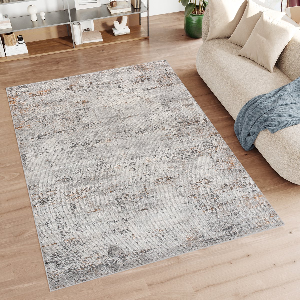 Tapiso Feyruz Vloerkleed Grijs Vintage Slaapkamer Woonkamer Tapijt Maat- 140x200
