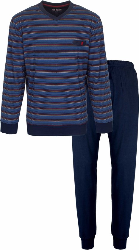 Paul Hopkins - Heren Pyjama - Gestreept Dessin - Navy Blauw. - Maat XXL