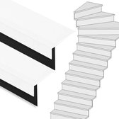 Traprenovatie set - 1 kwart draai - 16 treden SPC toplaag Wit incl. zwarte stootborden