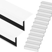 Traprenovatie set - rechte trap - 12 treden SPC toplaag Wit incl. zwarte stootborden