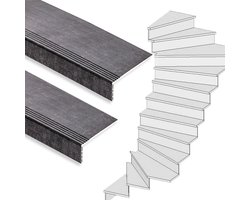 Traprenovatie set - 2 kwart draai - 12 treden SPC toplaag Beton zwart