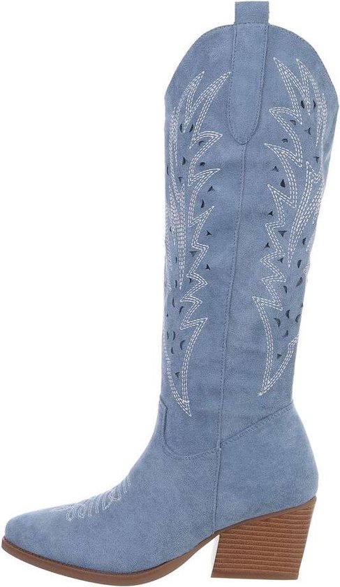 ZoeZo Design - laarzen - lange laarzen - western laarzen - cowboylaarzen - suedine - - blauw - maat 37