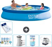 Intex Rond Opblaasbaar Easy Set Zwembad - 366 x 76 cm - Blauw - Inclusief Onderhoudspakket - Zwembadfilterpomp - Filter - Zoutwatersysteem - Zwembadzout