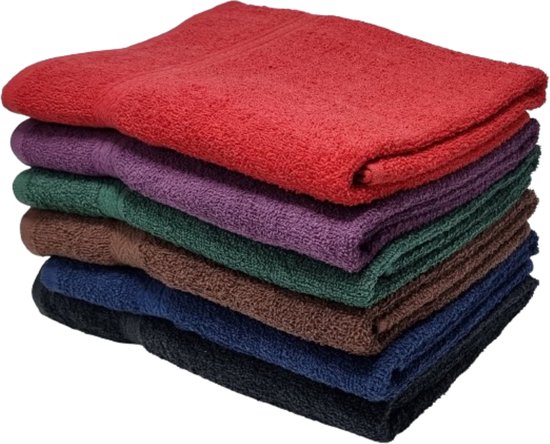 Handdoeken - Handdoekenset - Badhanddoeken - 70cm x 140cm - Set met 6 stuks - 450 gram per stuk - 100% Katoen - Mix-Set Donker - 1 stuk van elke kleur