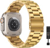 Innerlight® Metal - Goud - 42/44/45/49mm - Metalen bandje geschikt voor Apple Watch - Stainless Steel Watch Band - Geschikt als Apple watch bandje voor Series 1/2/3/4/5/6/SE/7/8/9/Ultra