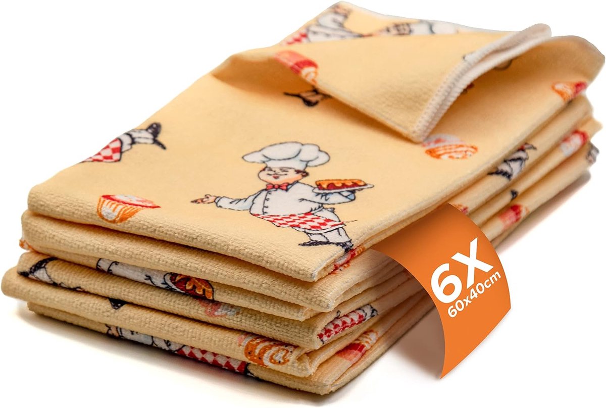 3 set van 6 streeploze universele microvezeldoeken 40 x 60 cm schoonmaakdoeken raamdoeken instantreinigingsdoeken theedoek keuken badkamer auto glans zonder schoonmaakmiddelen (koken)