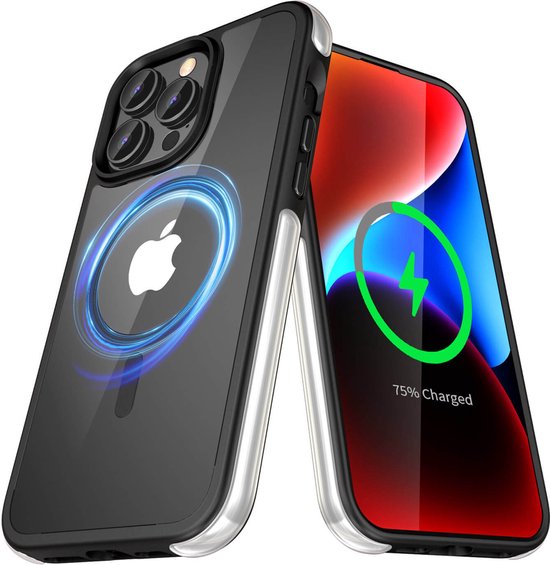 IYUPP Bumper - Convient pour iPhone 15 Pro Case - Convient pour MagSafe - Zwart - Antichoc