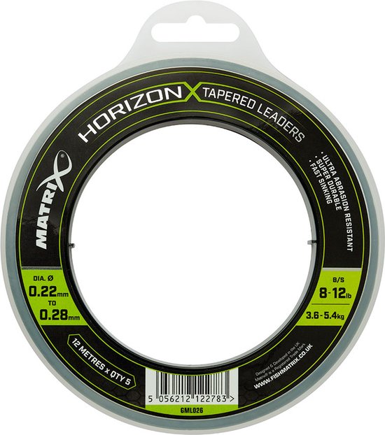 Matrix Horizon X Tapered Shock Leader - 8-12lb (12m) - x5 van Matrix — afbeelding 2