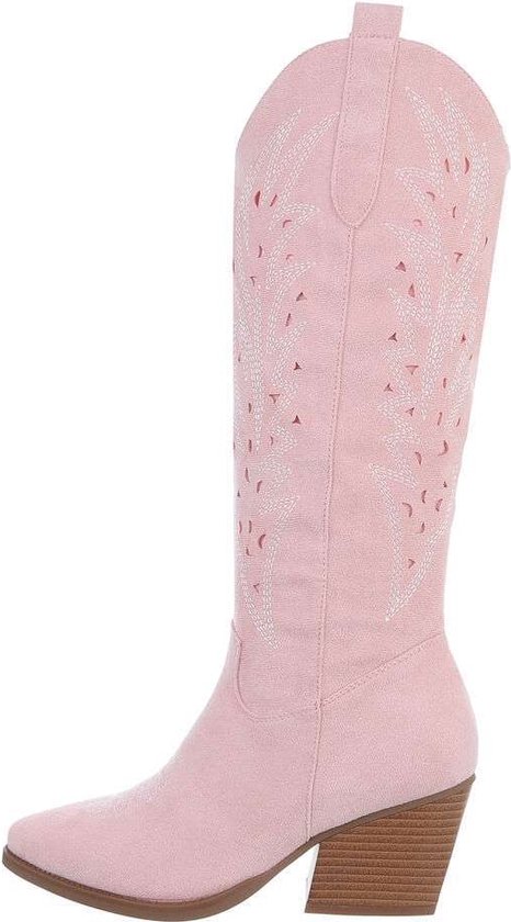 ZoeZo Design - laarzen - lange laarzen - western laarzen - cowboylaarzen - suedine - - roze - maat 40