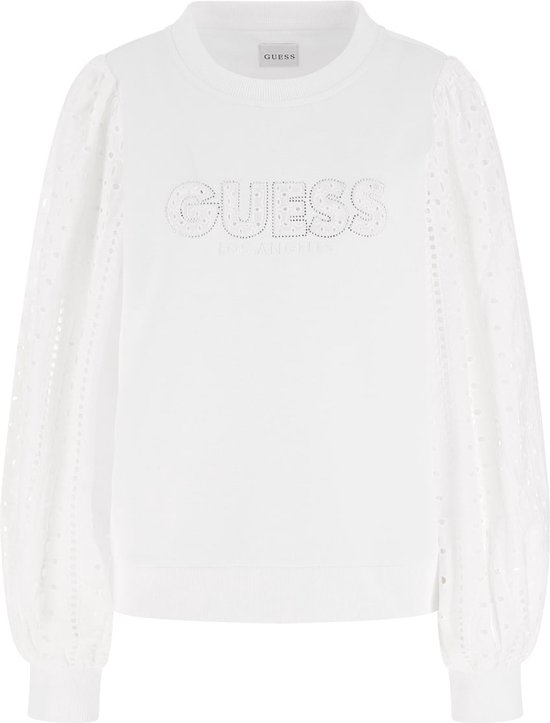 Guess CN Sangallo Sleeve Sweatshirt Dames - Wit - Maat XL