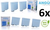 6 x ANGO waterfilter filter voor Saeco & Philips AquaClean koffiemachine CA6707, CA6903, CA6903/00, CA6903/01, CA6903/10, CA6903/99. Incanto Serie™, Intelia Deluxe Serie™, PicoBaristo Serie™, GranBaristo Serie™, Exprelia Serie™, Xelsis Serie™ en meer