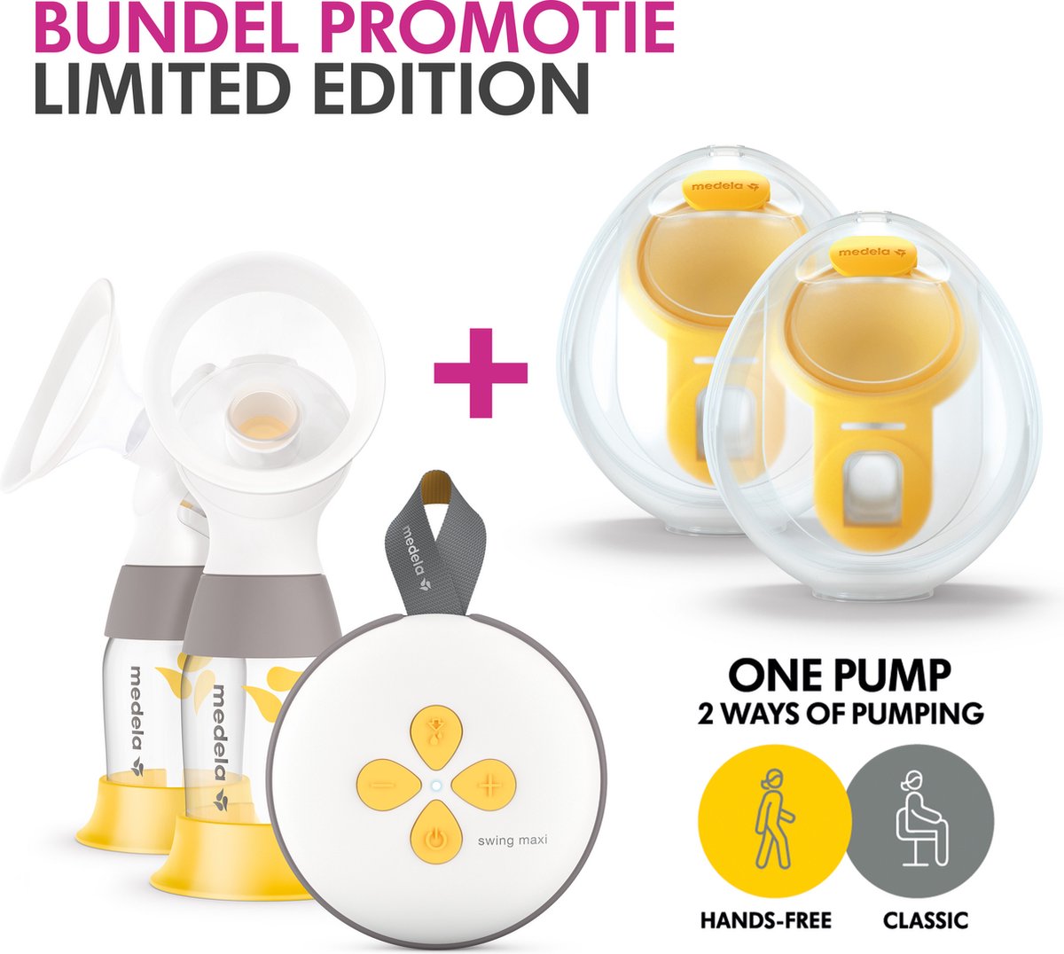 Medela Swing Maxi Borstkolf Set + 2 Stuks Hands-free Opvangcups | Dubbele Elektrische Borstkolf met 24 mm & 21 mm Borstschilden thumbnail 5