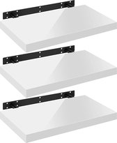 BukkitBow - Set van 3 Wandplanken - MDF Wit Hout - Mat Afgewerkt - Diverse Maten - Maximaal 10kg per Plank - 40x22.9x3.8cm