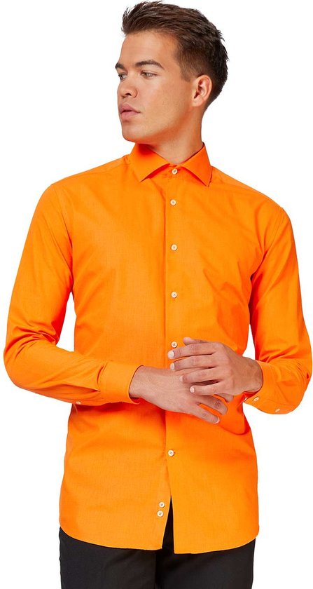 OppoSuits The Orange Shirt - Heren Overhemd - Koningsdag En Nederland - Oranje - Maat EU 43/44