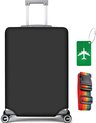 Elastische reiskoffer beschermhoes, bagagehoes, bagagehoes voor reisbagage beschermhoes, inclusief bagagelabel x 1 + bagageriem x 1, #2 zwart