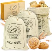 KRUSTENZAUBER sacs à pain en lin lot de 3 - 3x sacs en lin 40x30cm pour le stockage du pain - sac à pain idéal, sac à pain, accessoires de cuisson du pain sac à pain sac à pain garder le stockage du pain frais