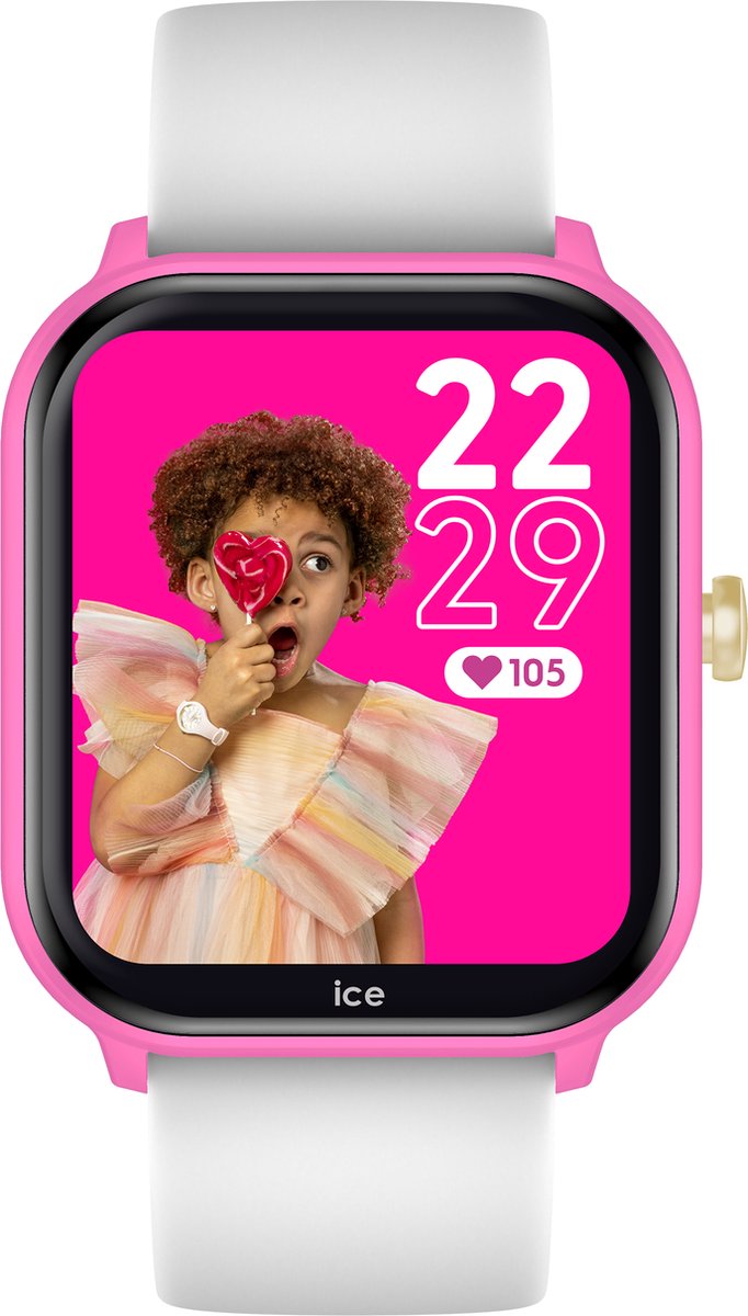 Ice Watch Ice Smart Junior 2.0 - Flashy Pink - White 022798 Horloge - Siliconen - Wit - Ø 38 mm