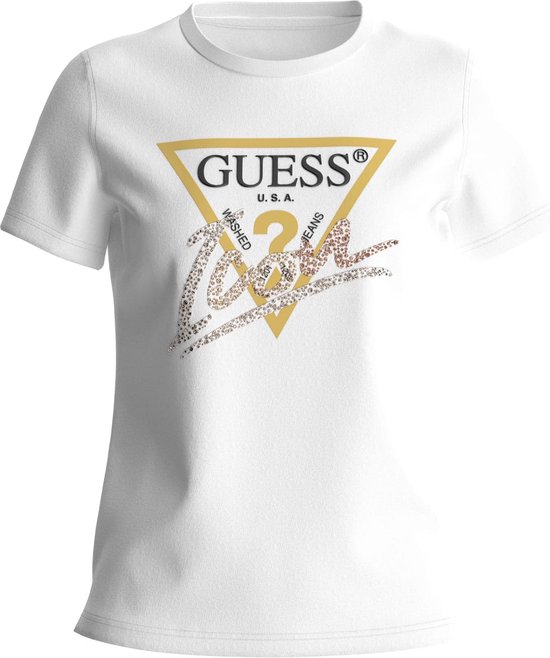 Guess SS Cn Icon Tee Dames T-shirt - Pure White - Maat XL
