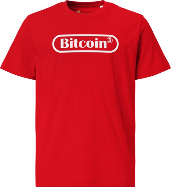 Bitcoin Gamer - Unisex - 100% Biologisch Katoen - Kleur Rood - Maat M | Bitcoin cadeau| Crypto cadeau| Bitcoin T-shirt| Crypto T-shirt| Crypto Shirt| Bitcoin Shirt| Bitcoin Merch| Crypto Merch| Bitcoin Kleding