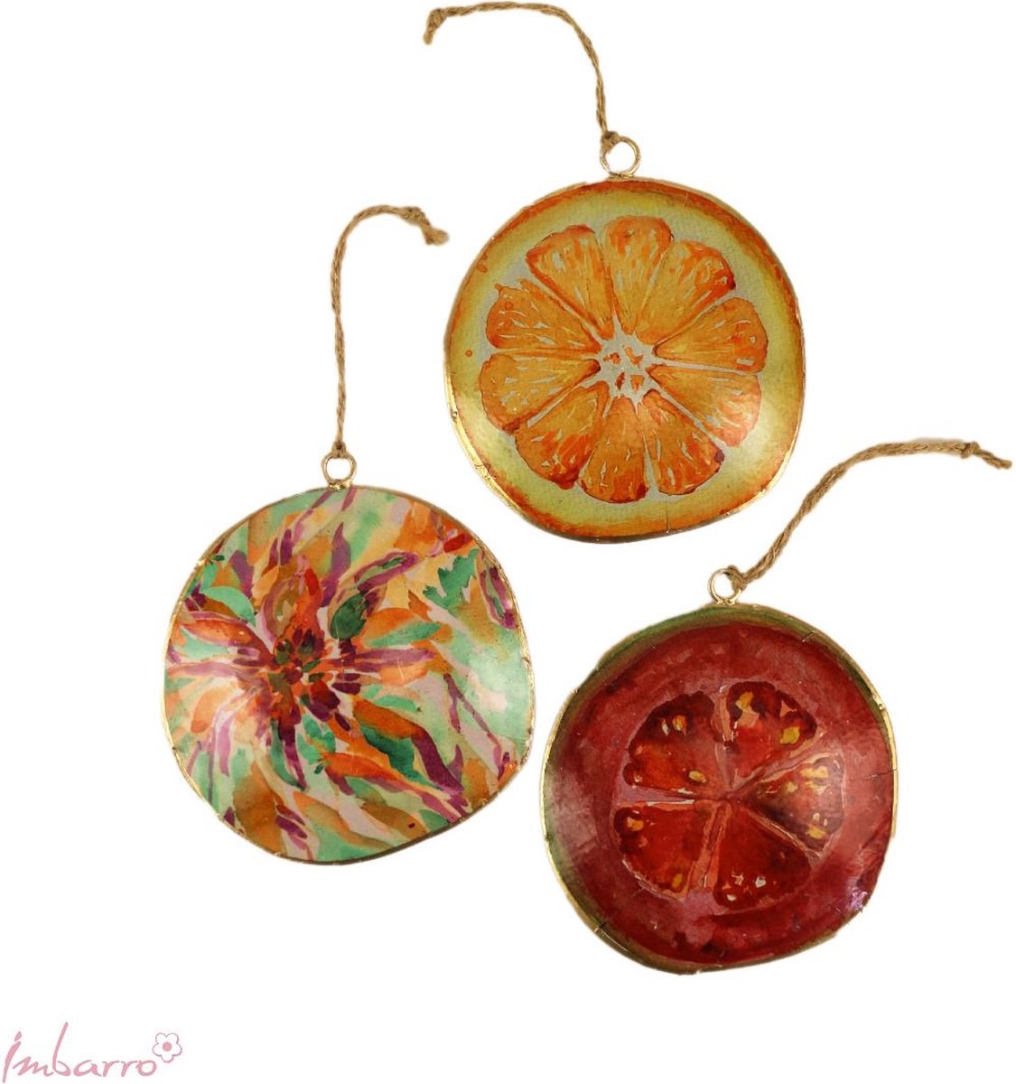 Imbarro - Hangers - Metalen hangers - Fruity - Set/3 - Fruit - Metaal - Rond