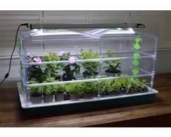 Propagator Vitopod 100W verwarmd met thermostaat en 2 LED groeilampen - 24cm hoog (groen/witte bodem)