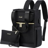 Petit sac à dos 2 pièces - Zwart - Port de chargement USB - 2 pièces - Sac à dos pour femme - École, travail, bureau, voyage