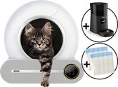 Bac à litière automatique pour chat - Bac à litière autonettoyant - Avec tapis de litière pour chat, 8 rouleaux de sacs de collecte et mangeoire automatique Zedar A600