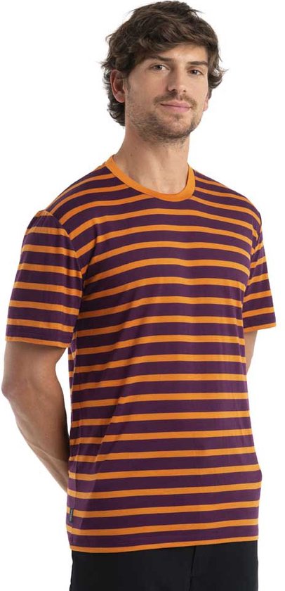 Icebreaker Drayden Stripe Merino T-shirt Met Korte Mouwen Oranje M Man