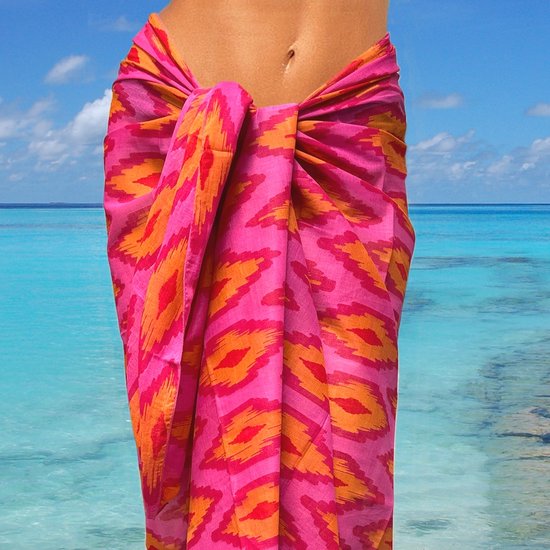 Happy Pareo Komba Pink - sarong omslagdoek met roze etnische print