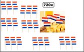 720x cocktailprikkers Nederlandse vlag - Cocktail prikker Holland kaas worst snack tapas hapjes festival EK WK thema feest carnaval koningsdag