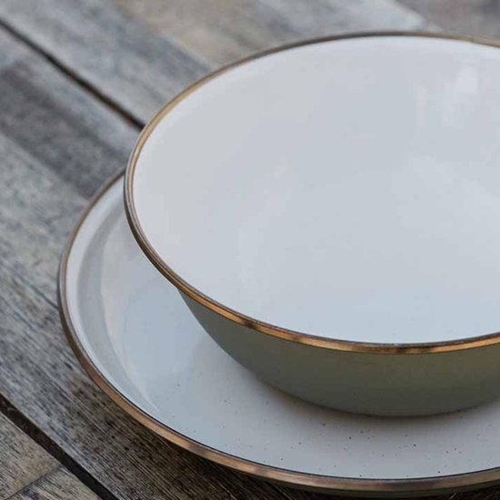 Barebones Enamel Plate/Bord, 30 cm - Olive - Set van 2 - Emaille borden olijfgroen — afbeelding 3