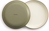Barebones Enamel Plate/Bord, 20 cm - Olive - Set van 2 | Emaille borden olijfgroen