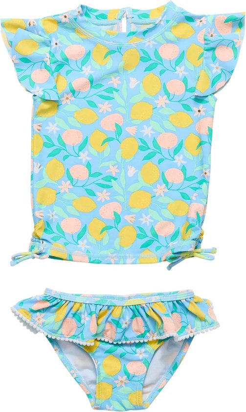 Snapper Rock - UV-zwemset voor baby's en kinderen - Korte mouw - UPF50+ - Lemon Drops - Blauw/Geel - maat 18-24 (84-88cm)