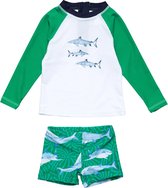 Snapper Rock - UV-zwemset voor baby's en kinderen - Lange mouw - UPF50+ - Reef Shark - Groen/Wit - maat 6 (105-121cm)