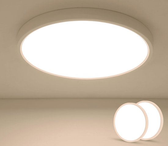Delaveek-Twee ronde Triple Proof LED Plafondlampen - 36W 4050lm- Wit - Warm Wit 3000K- Dia 40cm
